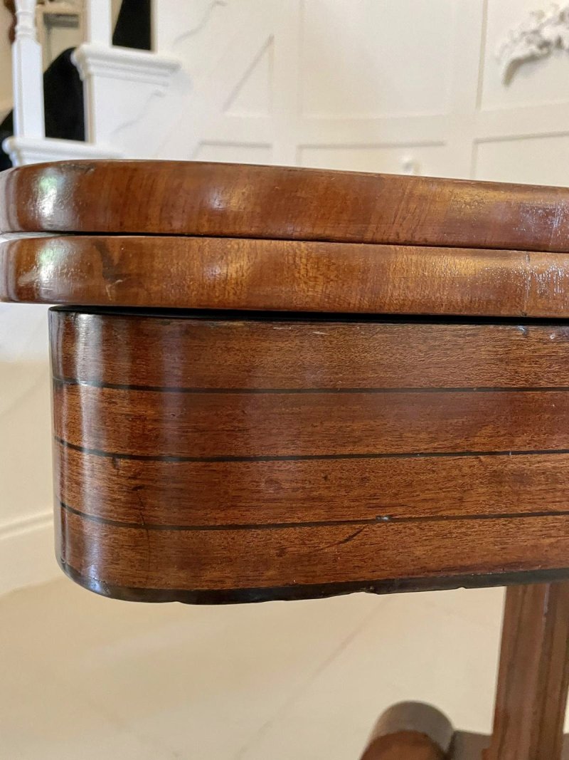 Quality Antique Regency Mahogany Inlaid Card/Side Table - Image 14